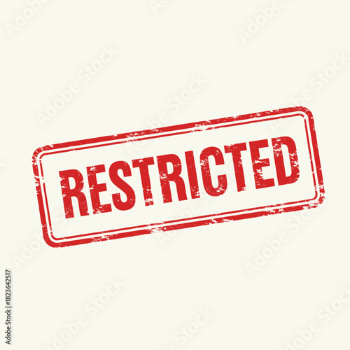 A red rectangular stamp with the word RESTRICTED in bold white letters, indicating a prohibition or limitation.