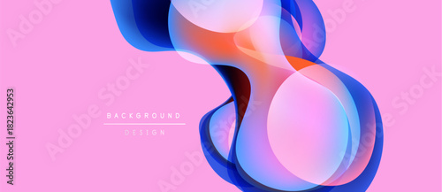 Abstract fluid shapes overlap, creating vibrant color gradients on pink background. Modern design element for digital projects.