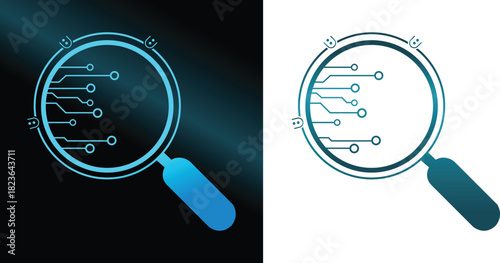unique  AI search magnifier icon