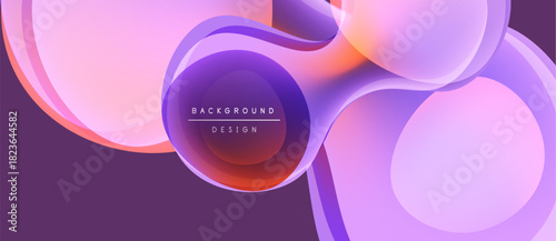 Abstract fluid shapes, vibrant purple hues, modern design. Gradient colors blend seamlessly creating dynamic visual effect. Text reads background design.