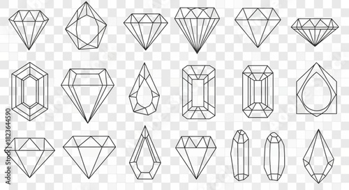 Elegant diamond shapes: A collection of meticulously designed gemstone outlines for jewelry