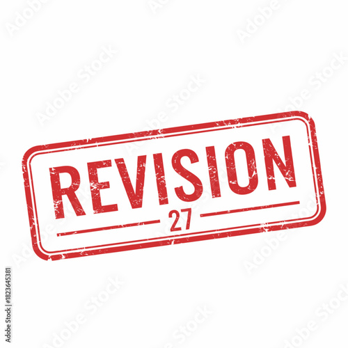 A red rectangular stamp with the word REVISION and the number 27 below it, indicating a document or version update.