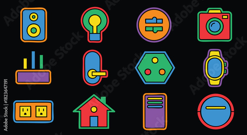 Discover a vibrant collection of smart home automation icons for innovative digital projects now