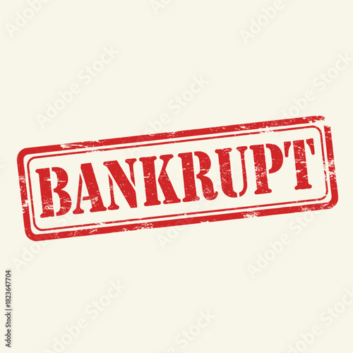 Red grunge rubber stamp with the word Bankrupt, isolated on a light background.