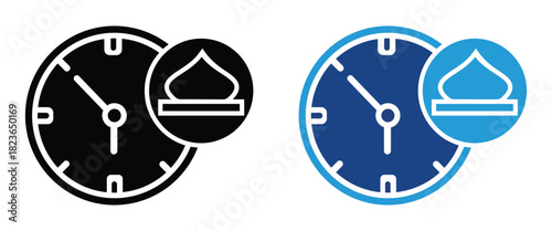 “Islamic Prayer Silhouettes Set, Muslim Men Performing Salat/Namaz in Various Positions, Kneeling and Rakat Sequence, Black and White Vector Illustration”Web