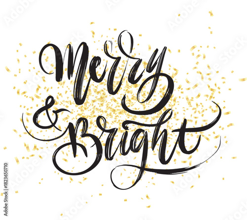 Elegant merry bright calligraphy. Elegant merry bright calligraphy.