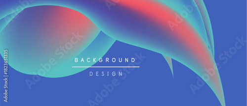 Abstract fluid shapes blend, creating vibrant blue, pink, turquoise gradients. Text reads background design centered below flowing forms.