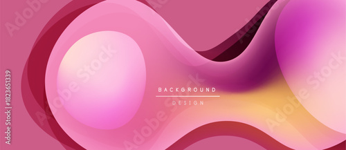 Abstract pink background. Fluid shapes overlap, creating dynamic visual effect. Gradient colors blend smoothly, offering modern design.