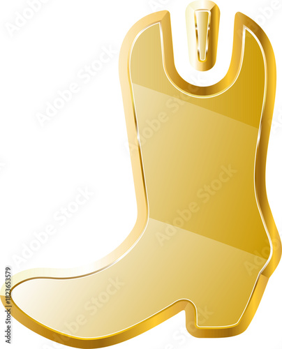 cowboy shoes gold icon. Isolated on transparent background.