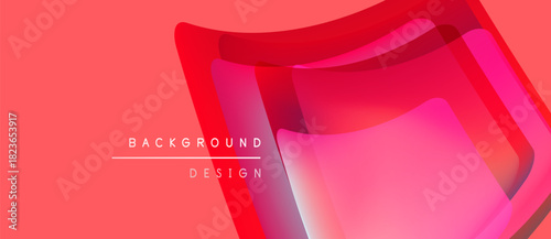 Abstract design features layered red shapes. Gradient hues create dynamic visual effect. Text reads background design. Modern, vibrant composition.