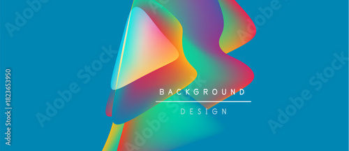 Abstract colorful shapes overlap, creating vibrant background. Text reads background design. Modern aesthetic, smooth gradients present.