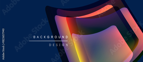 Abstract colorful layers create dynamic background. Gradient hues blend, forming modern design element. Text reads background design.