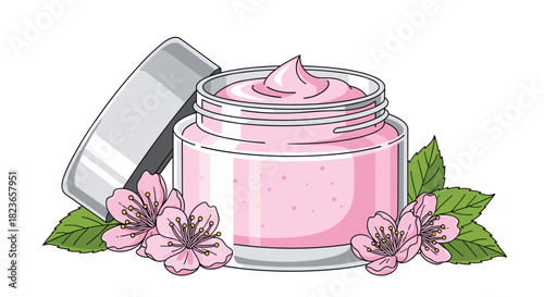 Indulge in luxurious self-care with this pink floral scented cream, perfect for a relaxing spa day and youthful glowing skin everyone desires