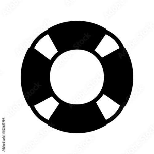 A black and white vector graphic of a simple life preserver icon
