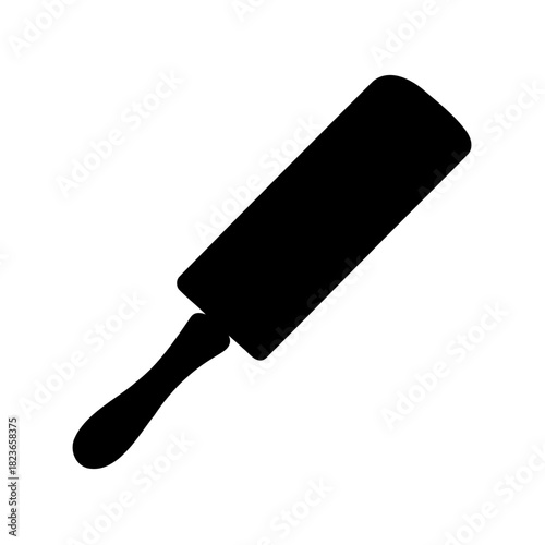 Black silhouette of a lint roller on a white background design