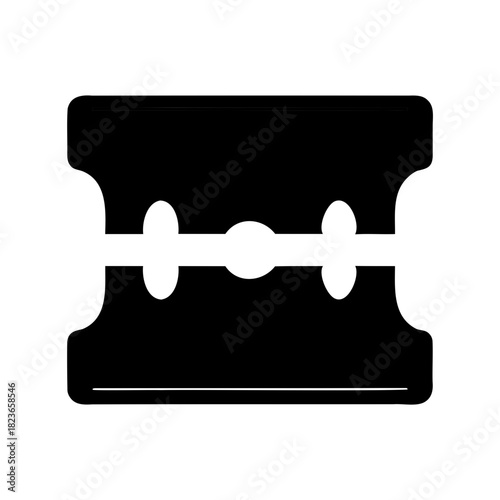 An old style safety razor blade in black and white design