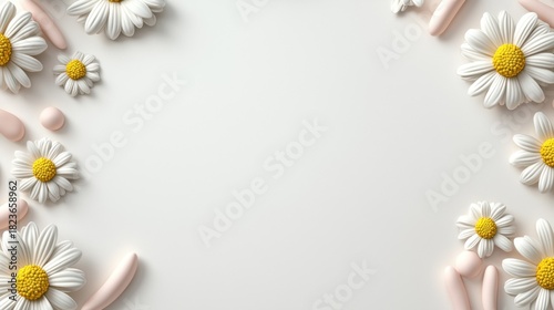 Pastel Daisy-Themed Birthday Background with Soft Floral Accents