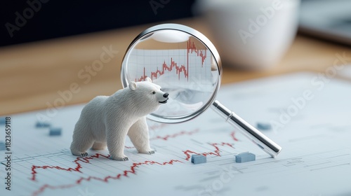 Powerful Imagery of Economic Decline with Bear and Chart Analysis