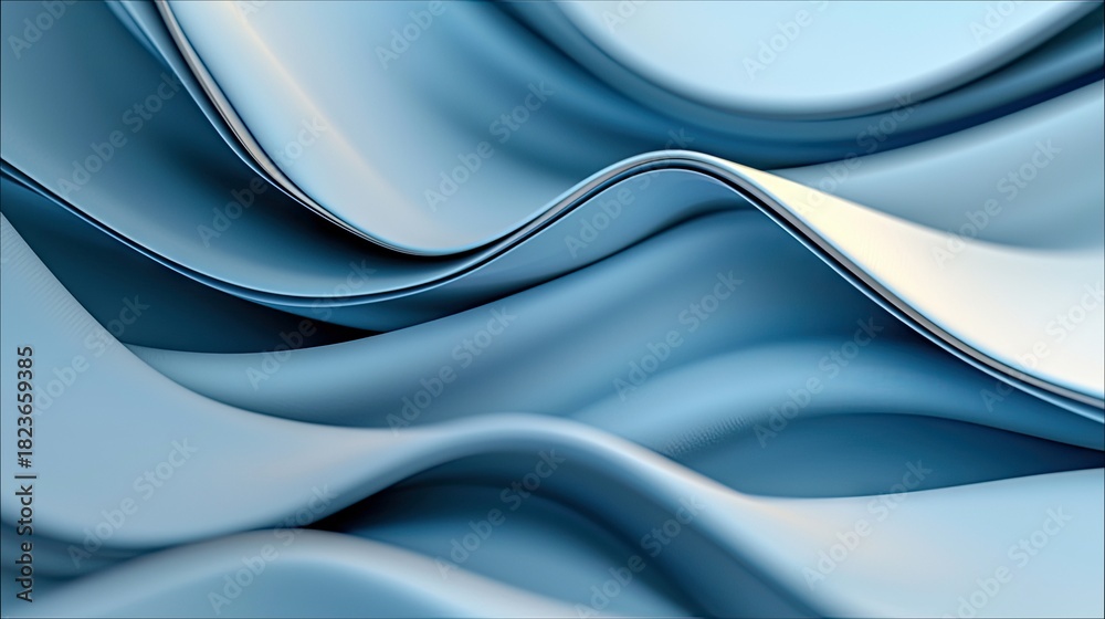 Obraz premium Abstract flowing waves of blue and white, with smooth curves and soft lighting, creating a sense of motion and depth.