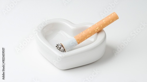Heart-Shaped Ashtray with a Cigarette Placed Inside