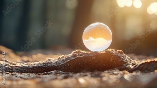 Dreamy Planet-Themed Object Softly Lit in Nature's Glow