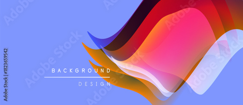 Abstract fluid shapes overlap, creating vibrant dynamic background. Colors blend, forming smooth gradients, modern design element.