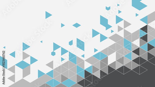 Abstract geometric background with triangles and cubes modern vector design for presentation banner or wallpaper in blue gray and white