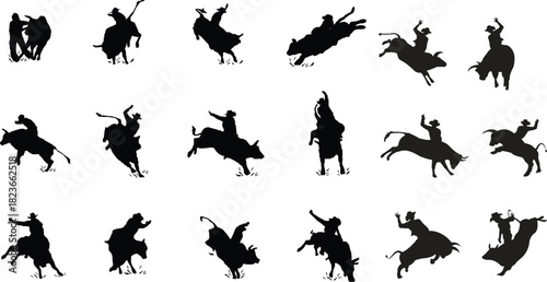 Rodeo Bull Rider Silhouettes Collection