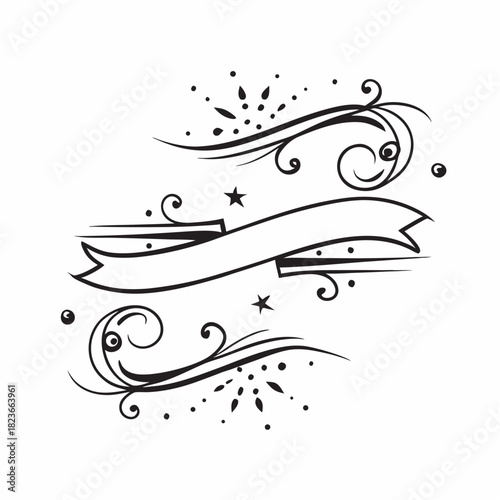 Elegant Ornament Collection: An exquisite assortment of black, swirling, stylized ornament designs, capturing the essence of refined grace and artistic charm.	