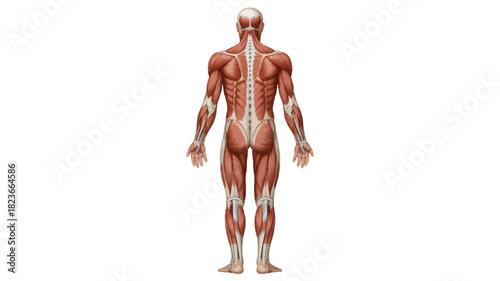 Human body muscles detailed illustration posterior view showcasing anatomy educational resource for medical and fitness purposes