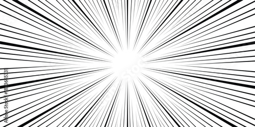 Dynamic Black and White Radial Speed Lines Background Abstract Comic Book Concentration Explosion Effect
