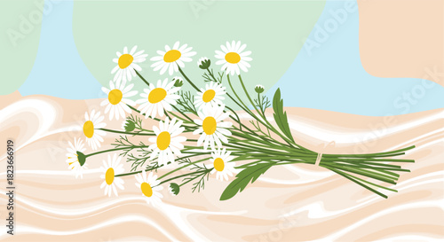 Fresh daisy bouquet brings a touch of summer joy to any occasion with its vibrant colors and cheerful vibe for greeting cards and invitations