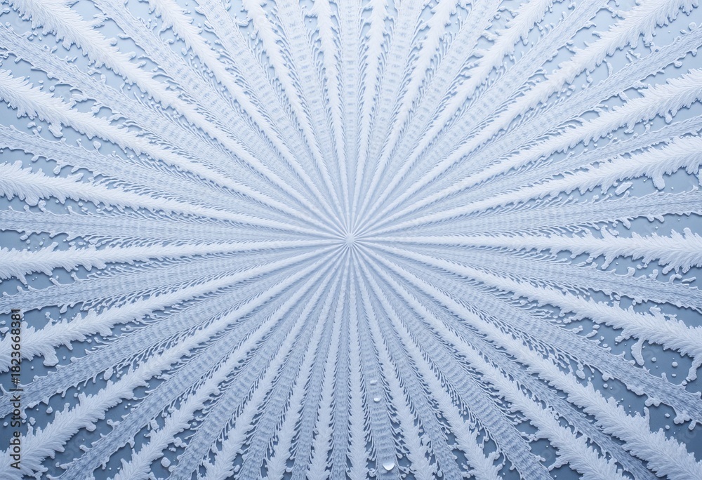 Obraz premium Intricate Frost Patterns Radiating Symmetrically on Glass Surface Capturing the Beauty of Natural Ice Crystals in Winter