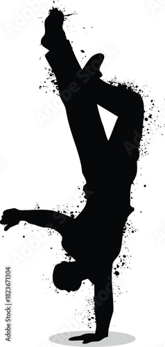 Dynamic Handstand Silhouette with Grunge Effect