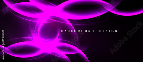 Abstract pink lines over black background. Modern design, glowing effect, dynamic composition. Simple yet striking visual element.