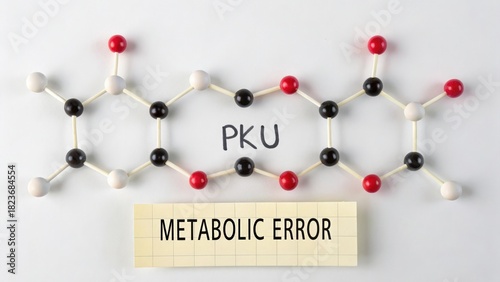 A molecule diagram representing metabolic error of PKU disease