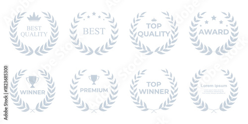 Schilderij op canvas Silver film festival award vector with polished laurel wreath, cinema reel icon,