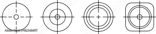 Target destination icon set. Aim sniper shoot group. Focus cursor bull eye mark collection. Vector isolated on white