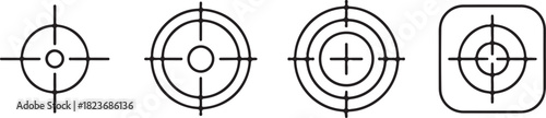 Target destination icon set. Aim sniper shoot group. Focus cursor bull eye mark collection. Vector isolated on white