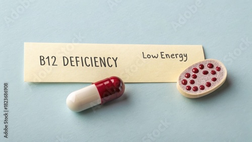A Vitamin B12 Capsule and Pale Cell Depicting Deficiency
