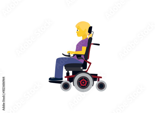 woman in motorized wheelchair accessibility emoji symbol sign icon vector illustration isolated flat