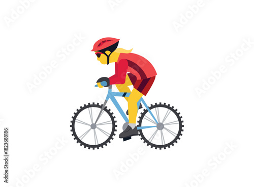 cyclist riding bike red helmet yellow figure clip art preview