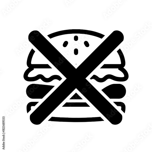 No burger icon in black and white on white background