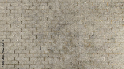 Aerial view of a gray brick pavement. Ideal for textures, patterns and backgrounds.