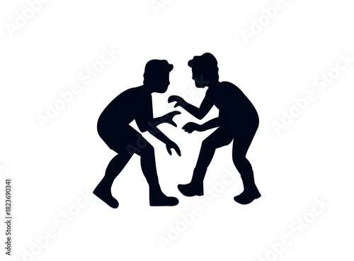 men wrestling sports wrestler man wrestlers red blue emoji symbol sign icon vector illustration isolated flat 