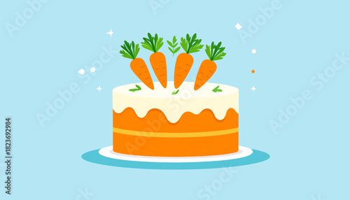 Sweet birthday cake with candles, a delicious dessert illustration perfect for a happy celebration or party design with cream and cherry decoration