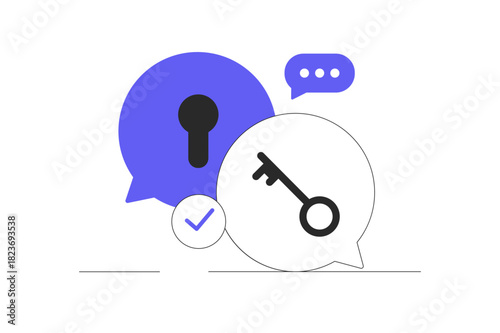 Security verification concept. Cyber security and privacy. Data protection. Single Sign on, Login. Flat Cartoon Vector Illustration, icon Stylish abstract design landing page web