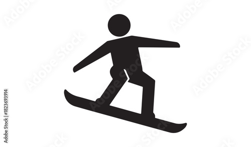 Simple black silhouette of a snowboarder in action