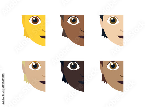 non-binary person face smiling emoji symbol sign icon vector illustration isolated flat