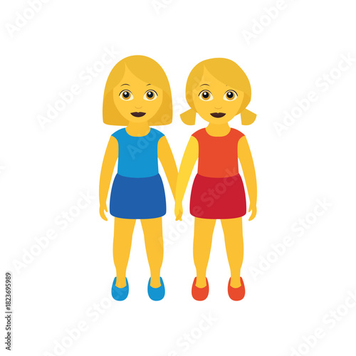 couple love women lesbian queer romantic love holding hands heart emoji symbol sign icon vector illustration isolated flat